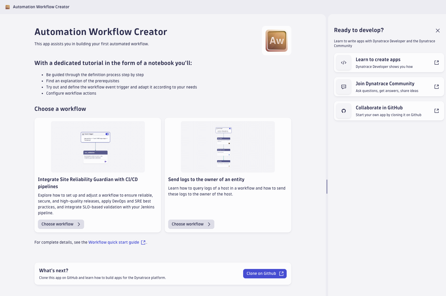 Automation Workflow Creator app
