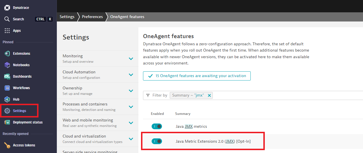 oneagent feature