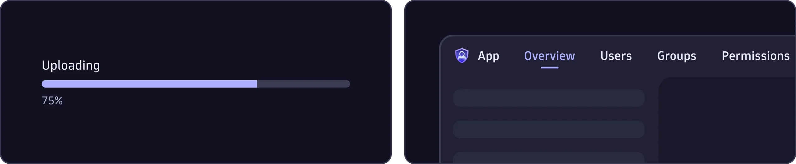 An example of a ProgressBar component next to a skeleton loading pattern.