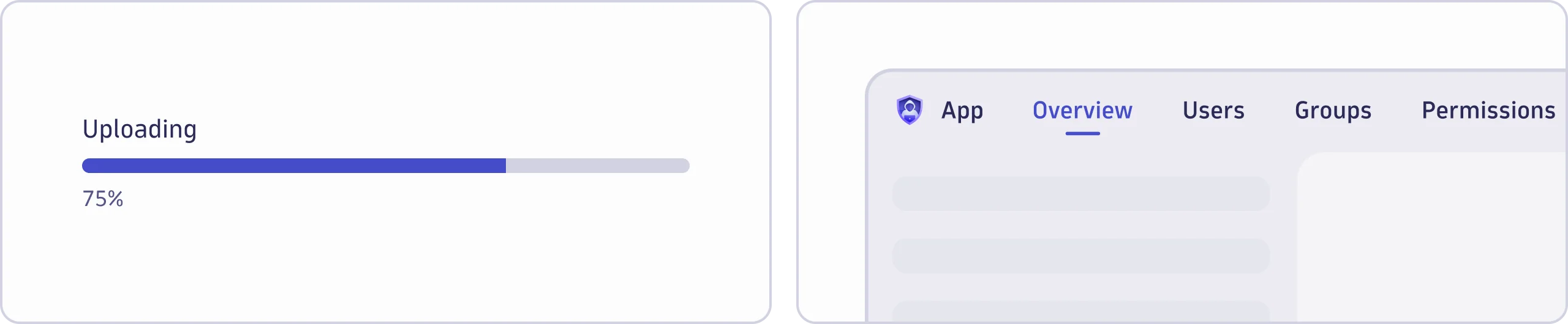 An example of a ProgressBar component next to a skeleton loading pattern.