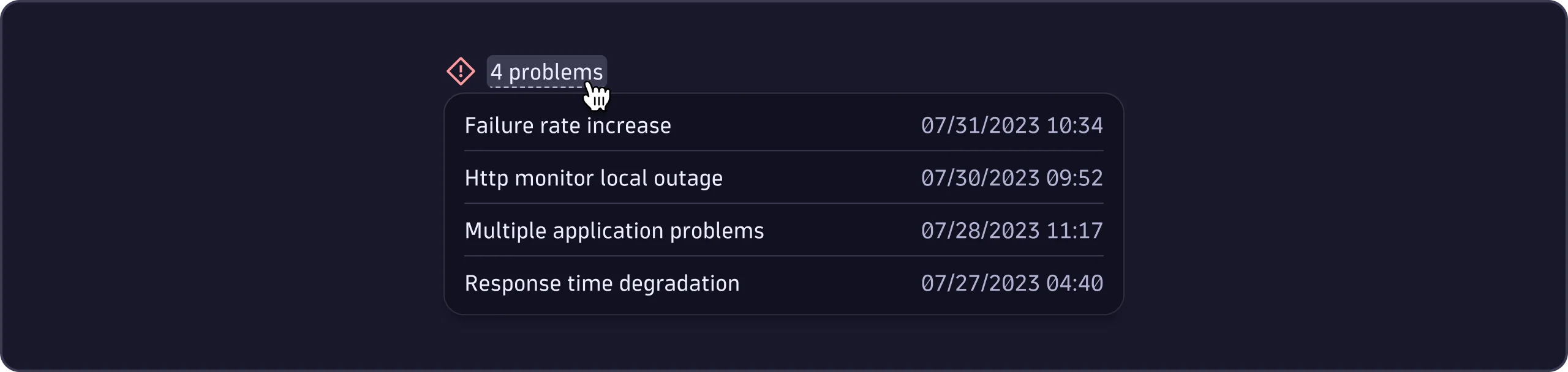 Example of an information overlay that with status details