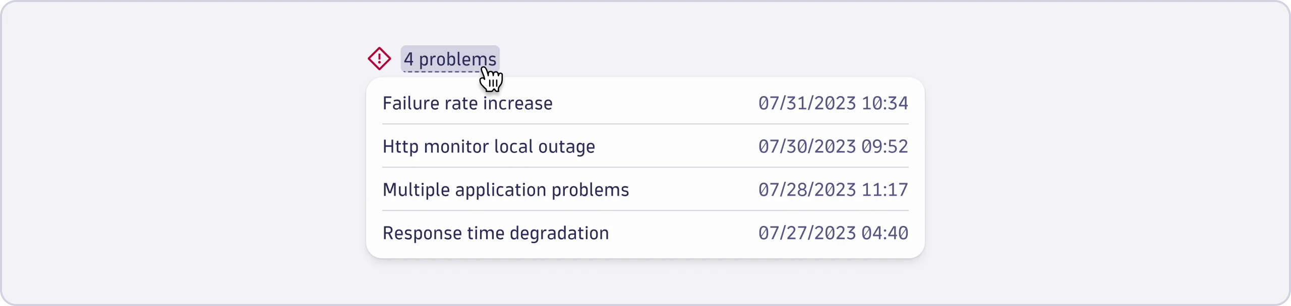 Example of an information overlay that with status details