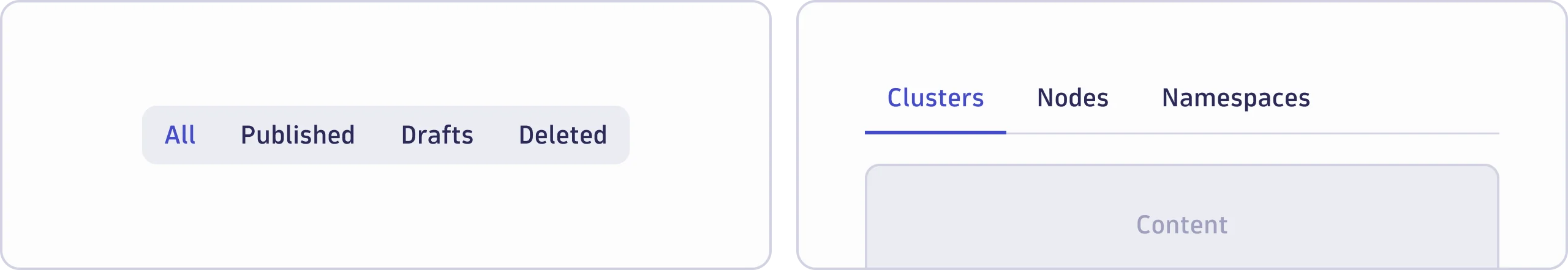 An example of a ToggleButtonGroup component next to a Tab component.