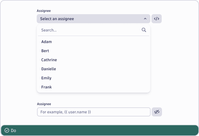 workflow action automation select
